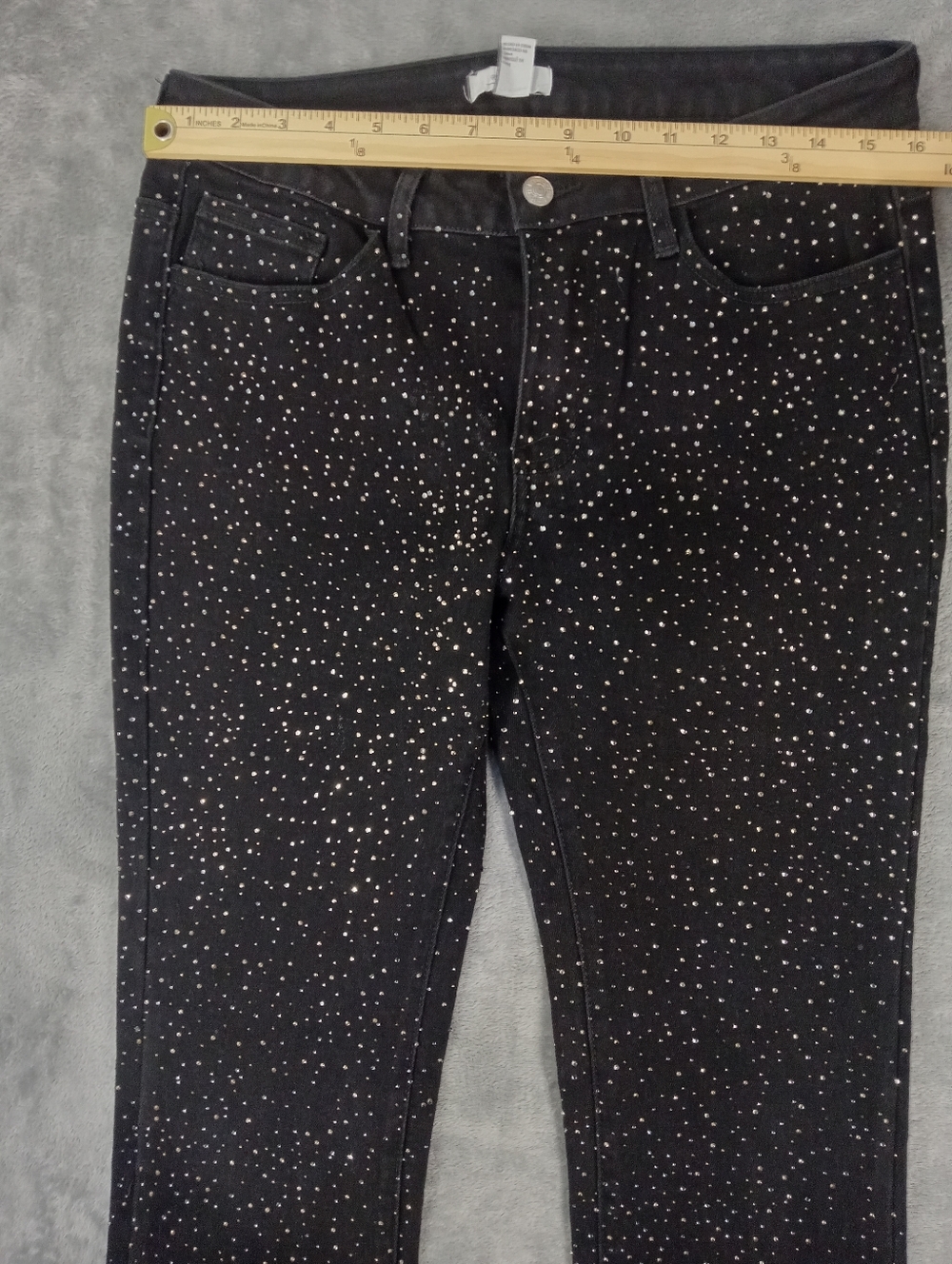 Forever 21 Black Rhinestone Flare Jeans Size 30X30 - Picture 8 of 12